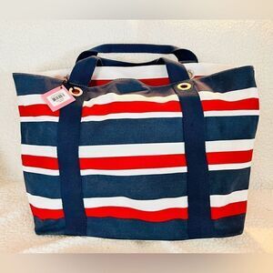 NWT Donna Dixon Lexi Large Canvas Tote 16”w x 7” x 14”h Red, white & blue stripe